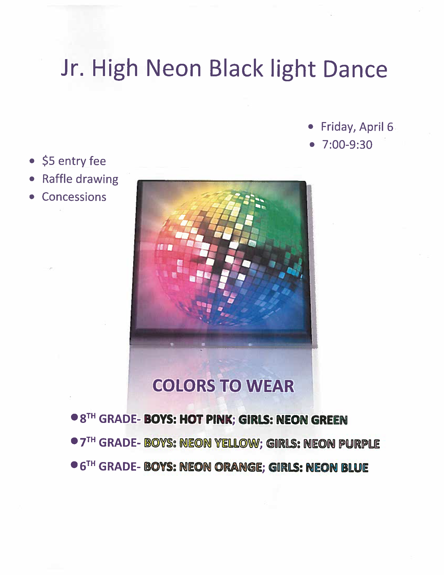 Junior High Neon Black Light Dance